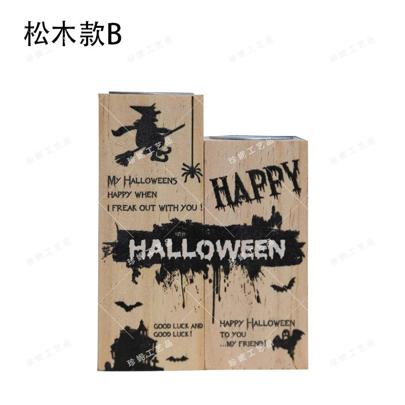 Halloween &amp; Day of the Dead, Party Decorations Creative Wooden Candlesticks Perfect Wooden Gifts 