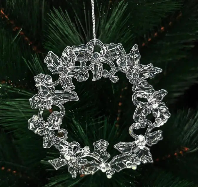 50 creative Christmas party ornaments Christmas tree pendant decoration simulation transparent acrylic wreath pendant props