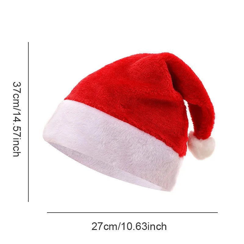 Christmas Hat with Light Emitting Diode Red Christmas Plush Santa Hat Custom Holiday Party Hat