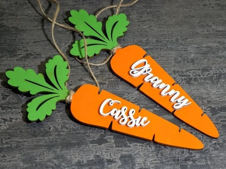 Easter and Thanksgiving 3 Custom DIY Personalized Carrot Easter Basket Label Creative Easter Wooden Easter Decoration
