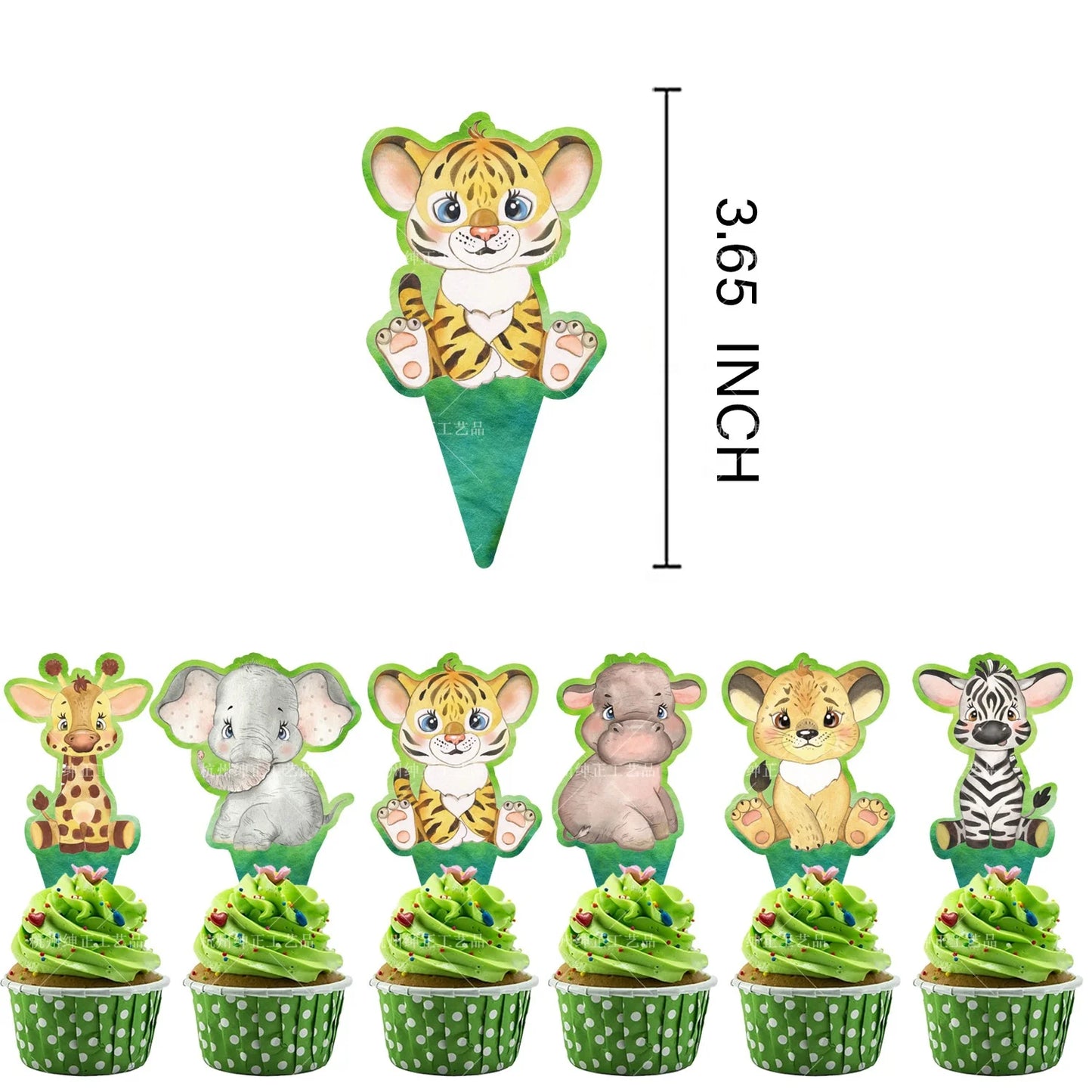 Festa de aniversário 2 Conjunto com tema de animais da selva Bebê Feliz Aniversário Lagerger Bolo de papel Chapéu alto Letras Banner Balão Festa Decoração de aniversário Conjunto 