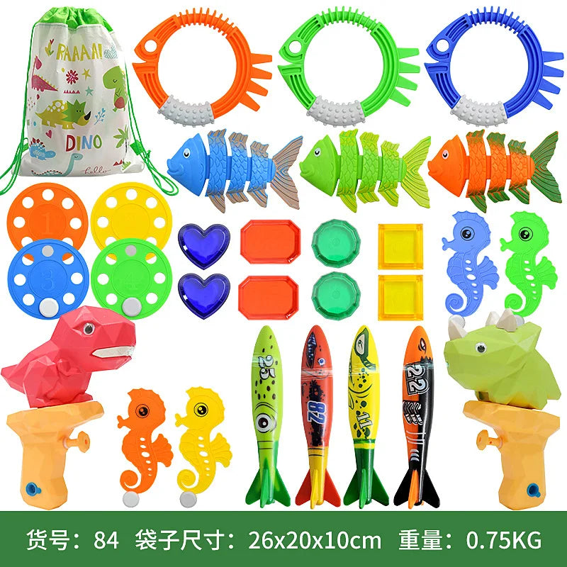 Birthday Party 2 Diving Toys Children's Outdoor Pool Treasure Hunt Diving Fish Seaweed Torpedo Jewelry Children's Water Toy Set