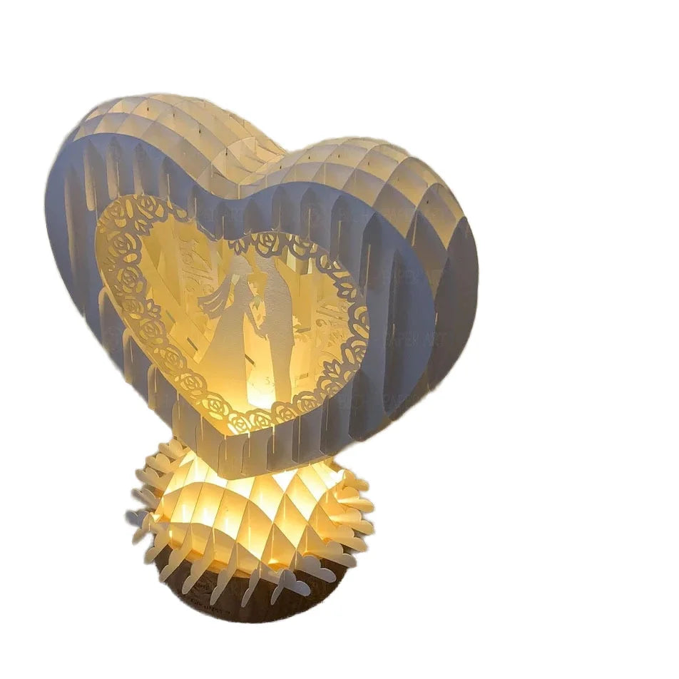 Wedding Party 0 Custom Heart Night Light Decoration Paper Carving Light Anniversary Home Decoration Desktop Decoration