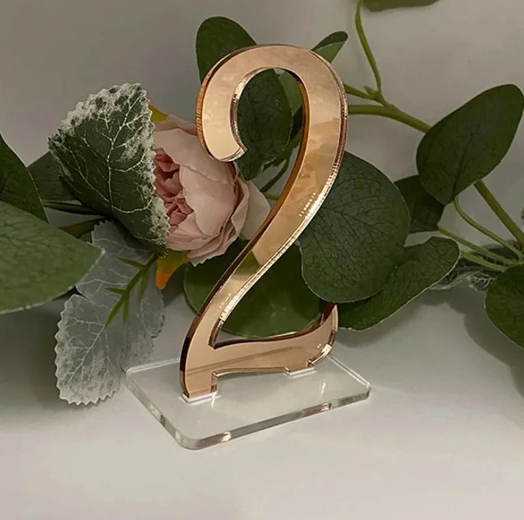 1 Wedding party custom wedding table number mirror acrylic table number logo