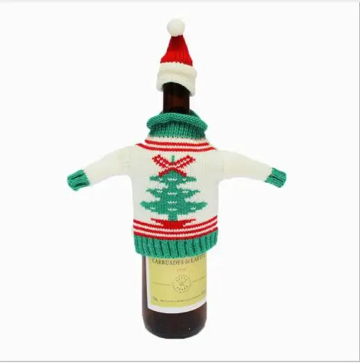 Christmas Gifts Crafts Ornaments with 4 Santa Hats Silverware Holders Ugly Christmas Sweaters Wine Bottle Caps