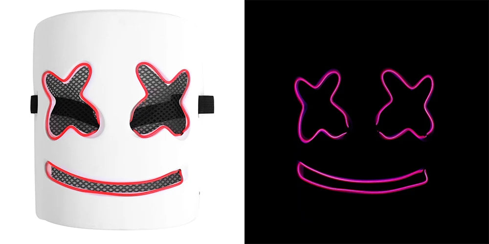 Halloween & Day of the Dead New Halloween Decorations Party Makeup Light Emitting Diode Clown Mask Halloween Party Neon Mask