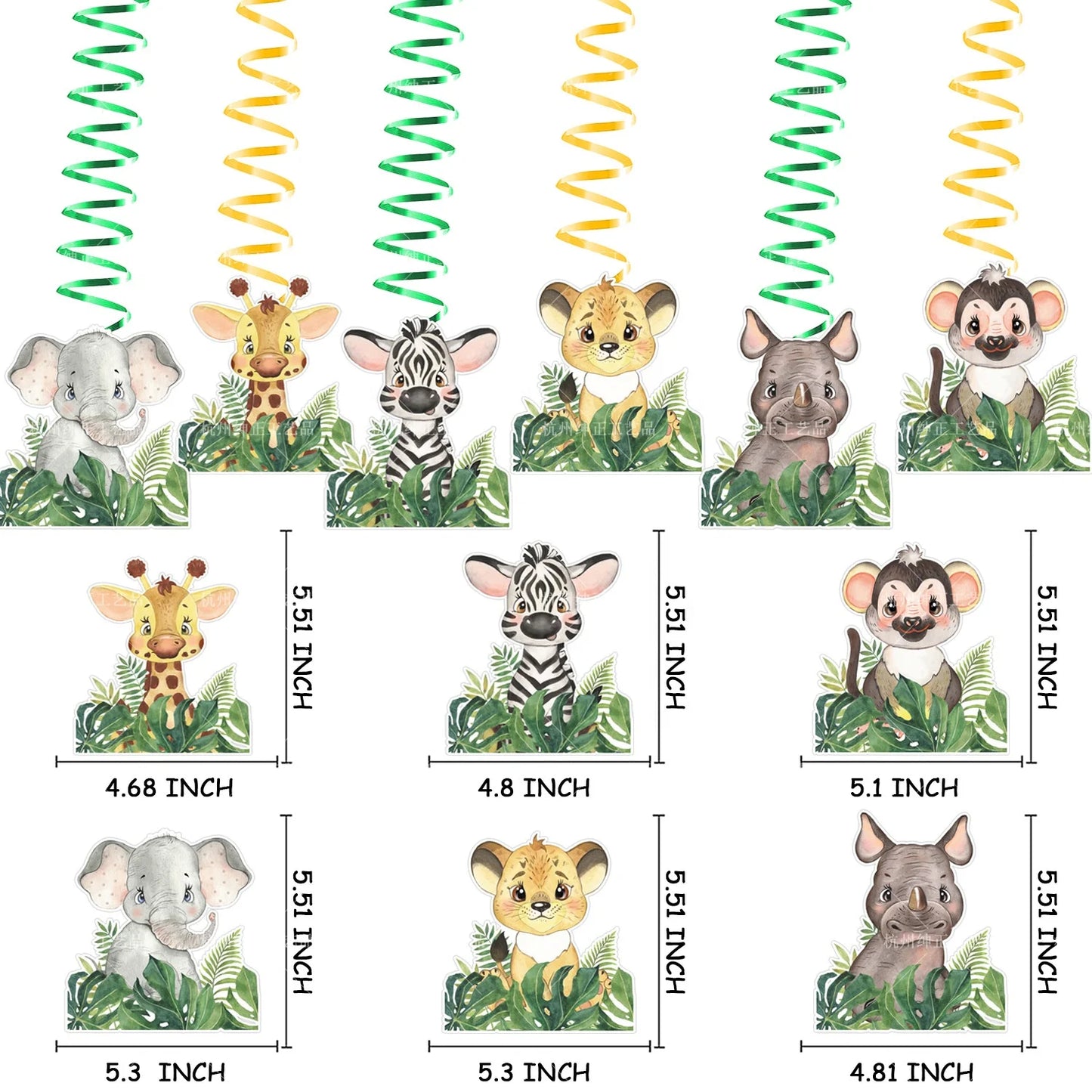 Festa de aniversário 2 Conjunto com tema de animais da selva Bebê Feliz Aniversário Lagerger Bolo de papel Chapéu alto Letras Banner Balão Festa Decoração de aniversário Conjunto 