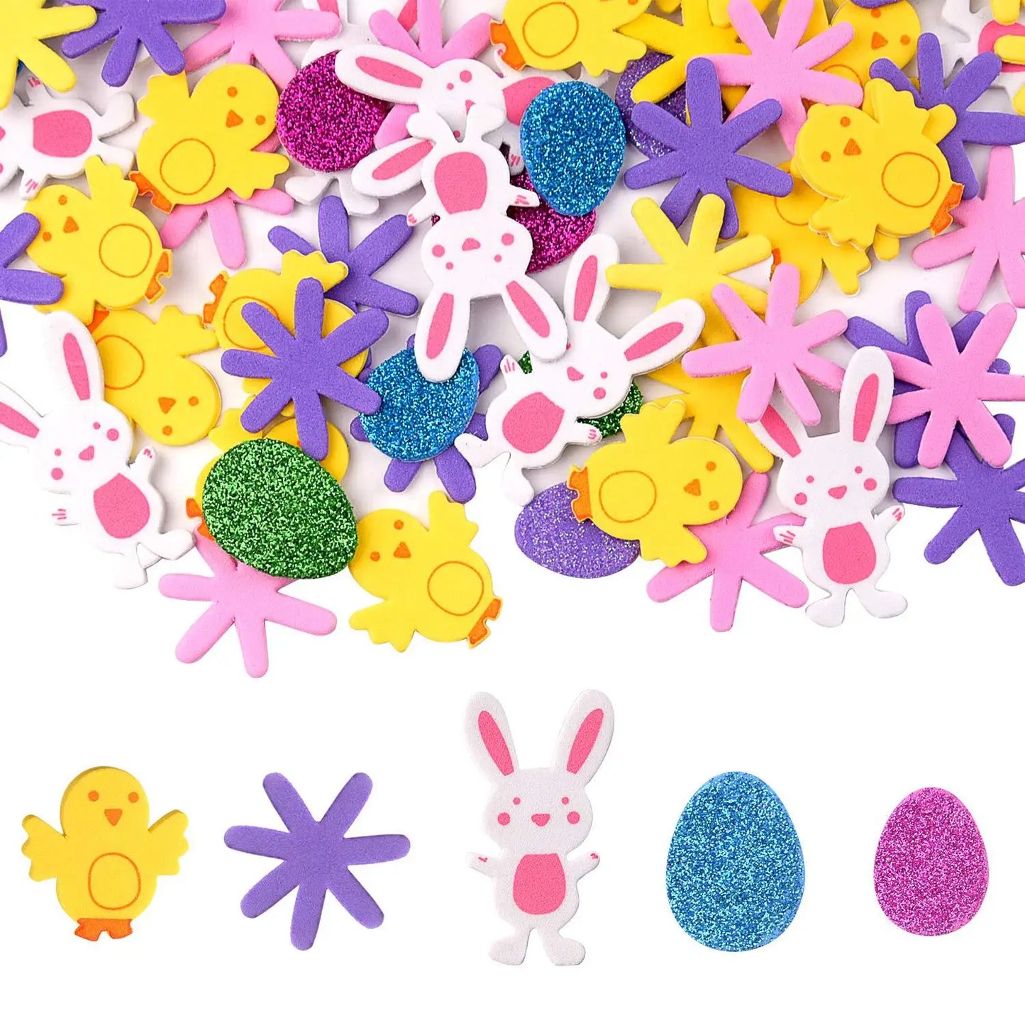 Easter and Thanksgiving 3 Random Easter Eva Foam Stickers Easter Party Decoration Children's Gifts Animal Modeling Self-Adhesive Stickers Easter Glitter Egg Stickers