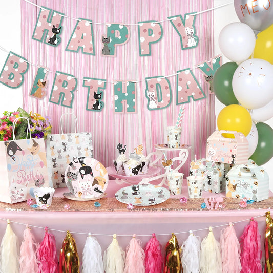 Birthday Party 2 Cat Theme Party Decoration Set Napkin Birthday Party Decoration Cat Birthday Party Supplies