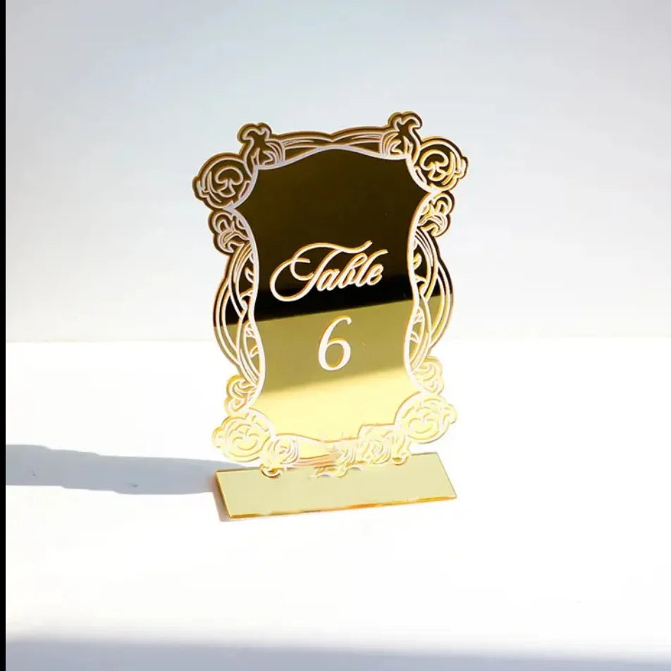 1 Wedding party, modern wedding table number, acrylic gold plaque 3D digital card with stand, for reception decoration wedding decorations