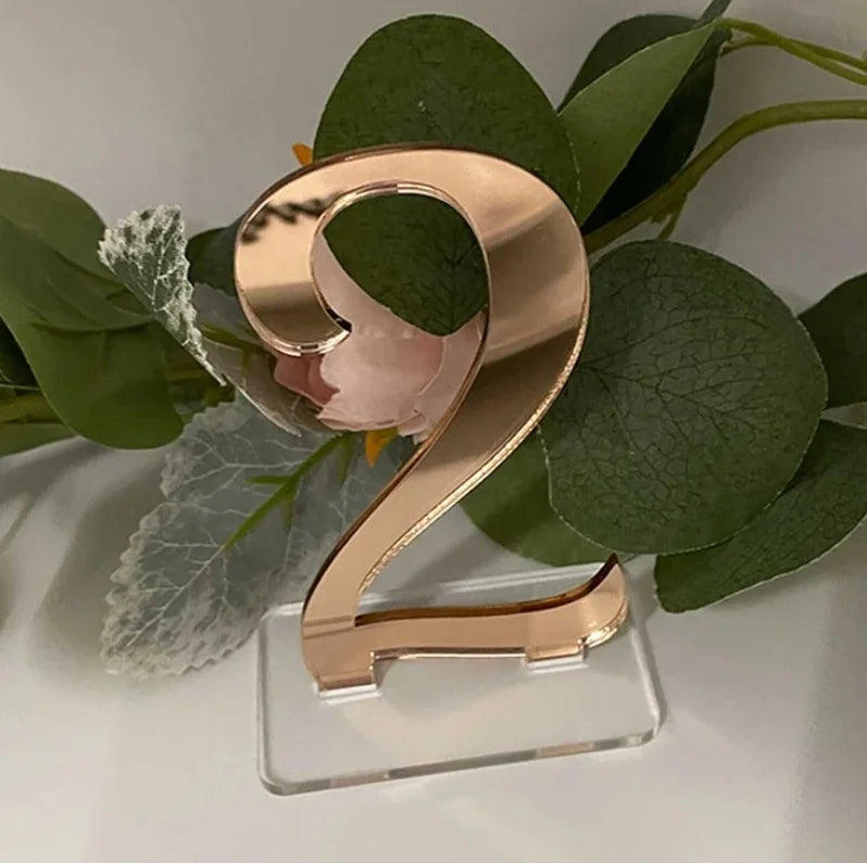 1 Wedding party custom wedding table number mirror acrylic table number logo