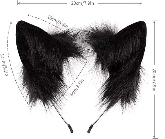 Halloween & Day of the Dead Party Costume Accessories Fox Tail and Clip Ears Halloween Masquerade Black Headband and Tail Decoration