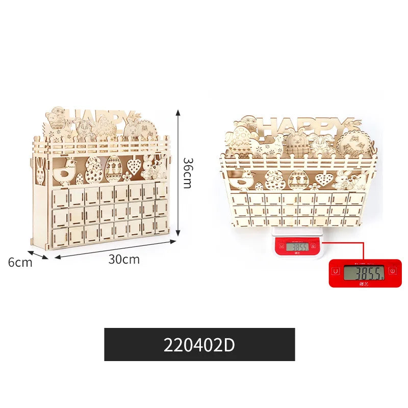 Halloween & Day of the Dead DIY Creative Assembly Wooden Calendar Ramadan Christmas Easter Halloween 24 Countdown Desktop Ornaments Calendar Gift Box