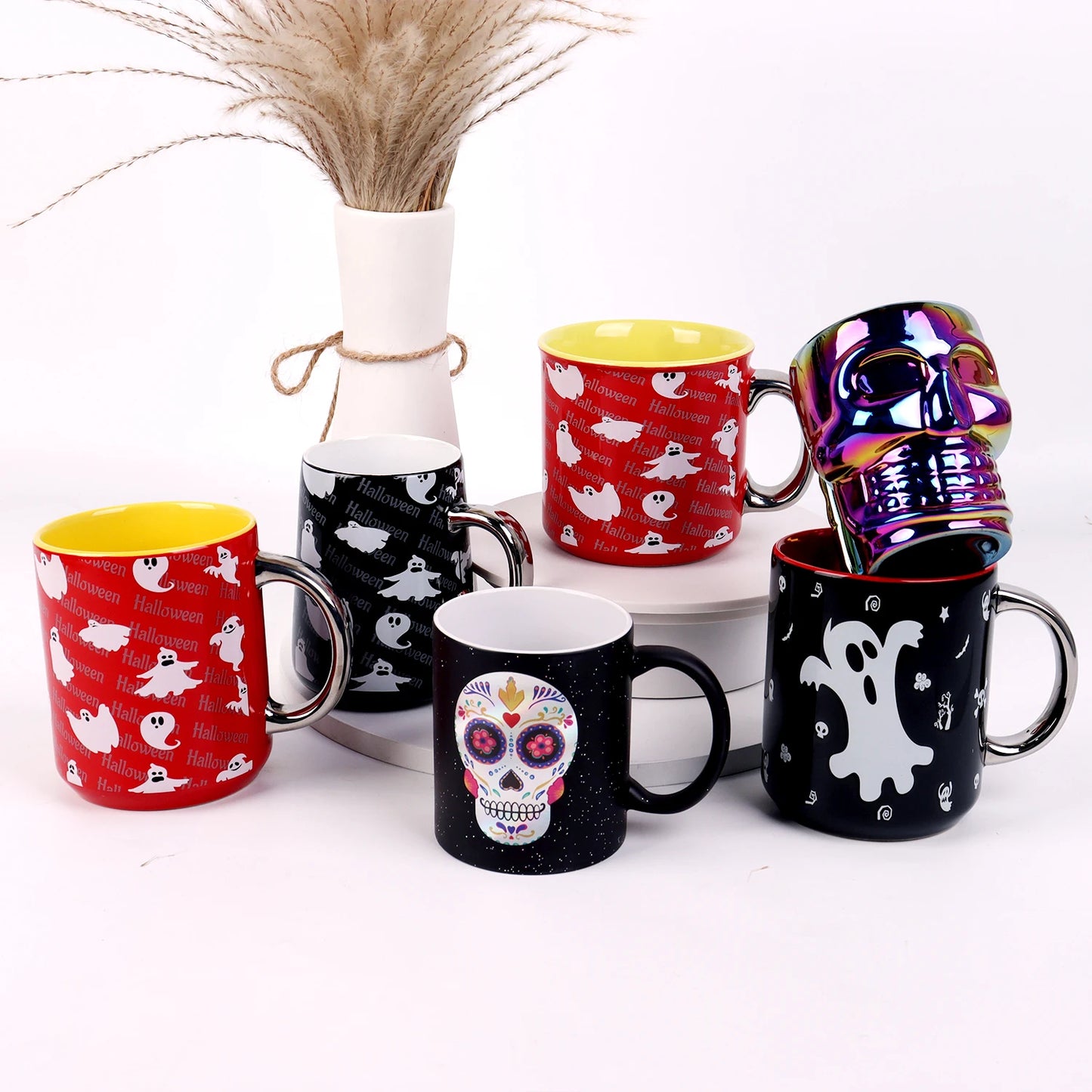 New coffee cup released white porcelain ceramic teacup ghost evil pampkin halloween gift sublimated milk coffee cup custom mug gift