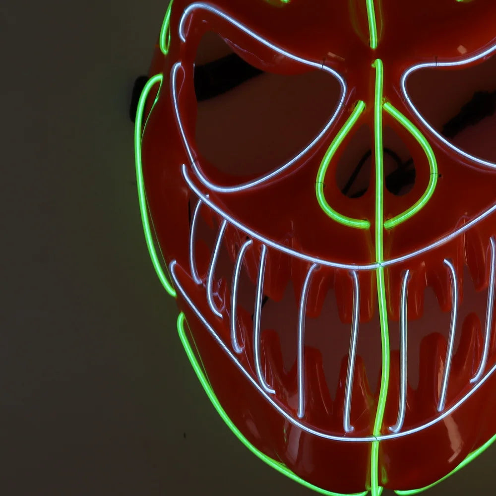 Halloween & Day of the Dead New Halloween Pumpkin Mask Flexible Light Emitting Diode Neon Mask Makeup Facial Lighting Mask Halloween Party Cosplay