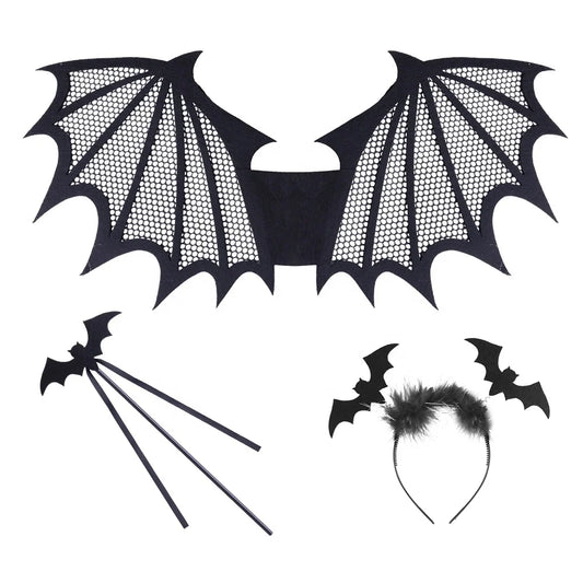 Halloween & Day of the Dead Bat Costume Set Bat Wings Skirt Set and Magic Wand Skirt Halloween Dress Up Cosplay