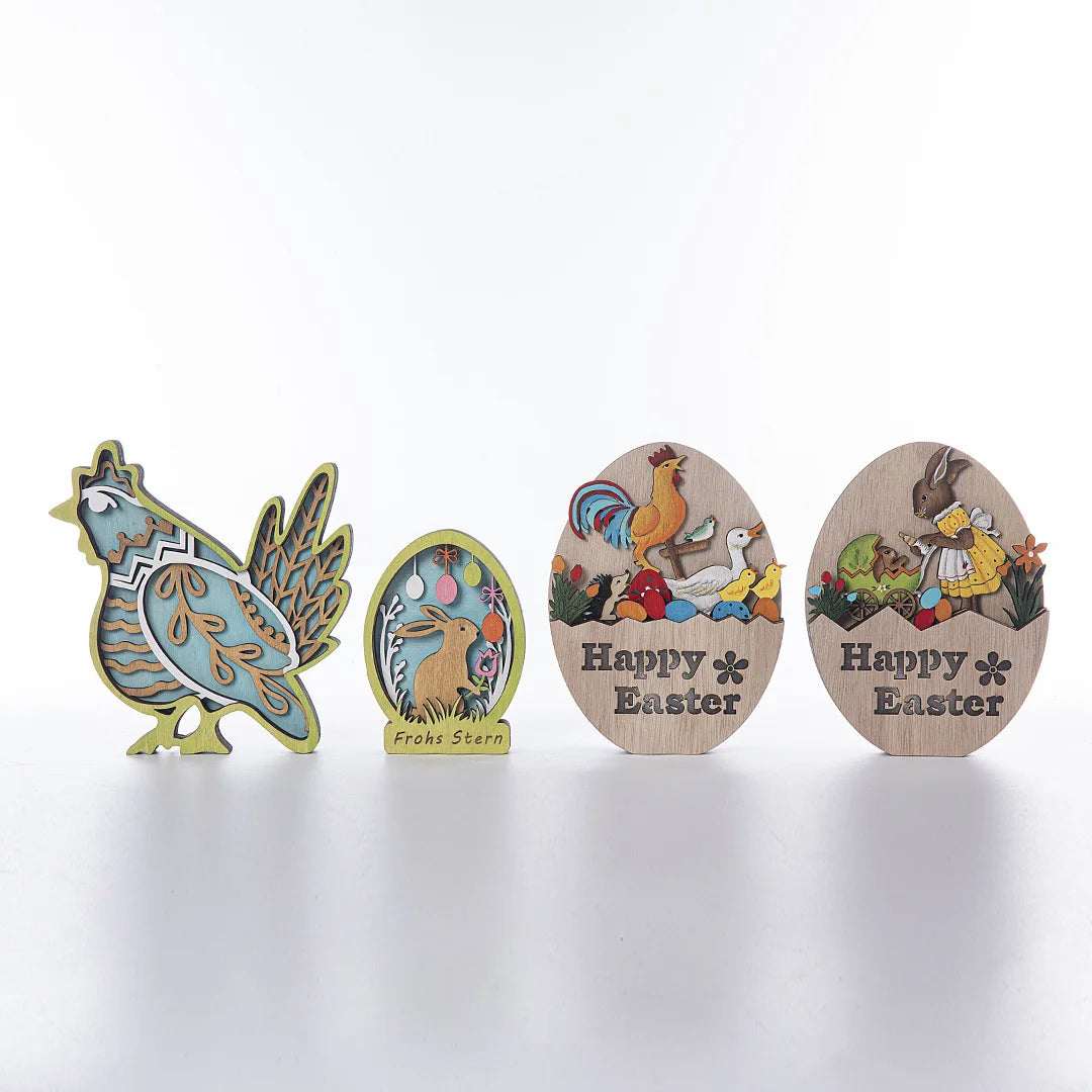 Páscoa e Ação de Graças 3 Enfeites Novos Lançamentos Enfeites Enfeites de Mesa Luzes para Festa de Páscoa Ovo de Páscoa de Madeira Coelho 