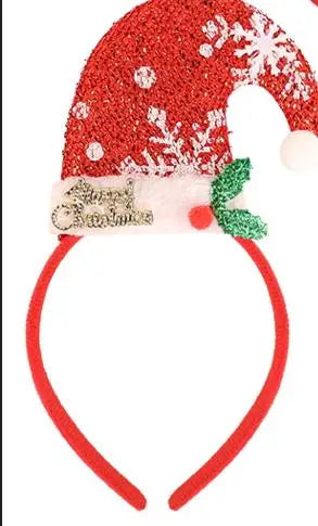 12 pcs Hot Sale Christmas Festive Party Photo Booth Classical Ornament Christmas Striped Snowflake Elf Earcap Headband
