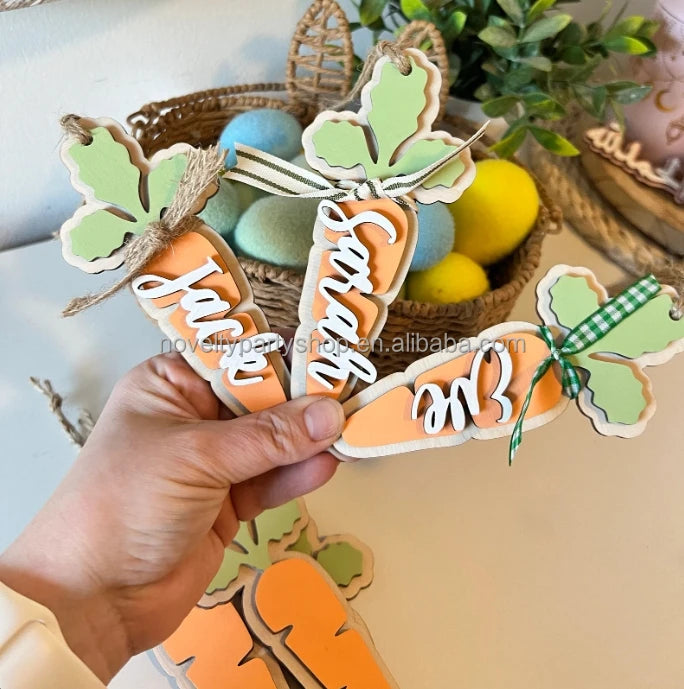 Páscoa e Ação de Graças 3 Cestas de Páscoa Personalizadas Novidades Cestas de Cenoura Ester Etiqueta 