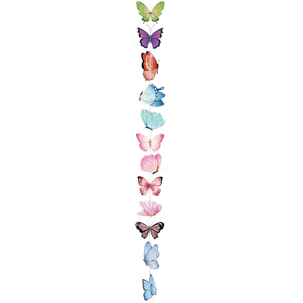 Wholesale Butterfly Theme Party Supplies Children's Birthday Party Decorations Wall Decorations Vivid Butterfly Paper Hanging Garlands