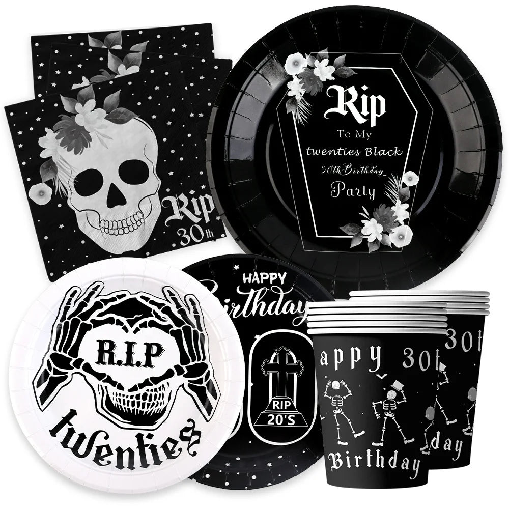 Birthday Party 2 Wholesale Rip 20th Birthday Ornaments Dirty 30th Birthday Party Banner Tableware Death to My 20s Party Ornaments