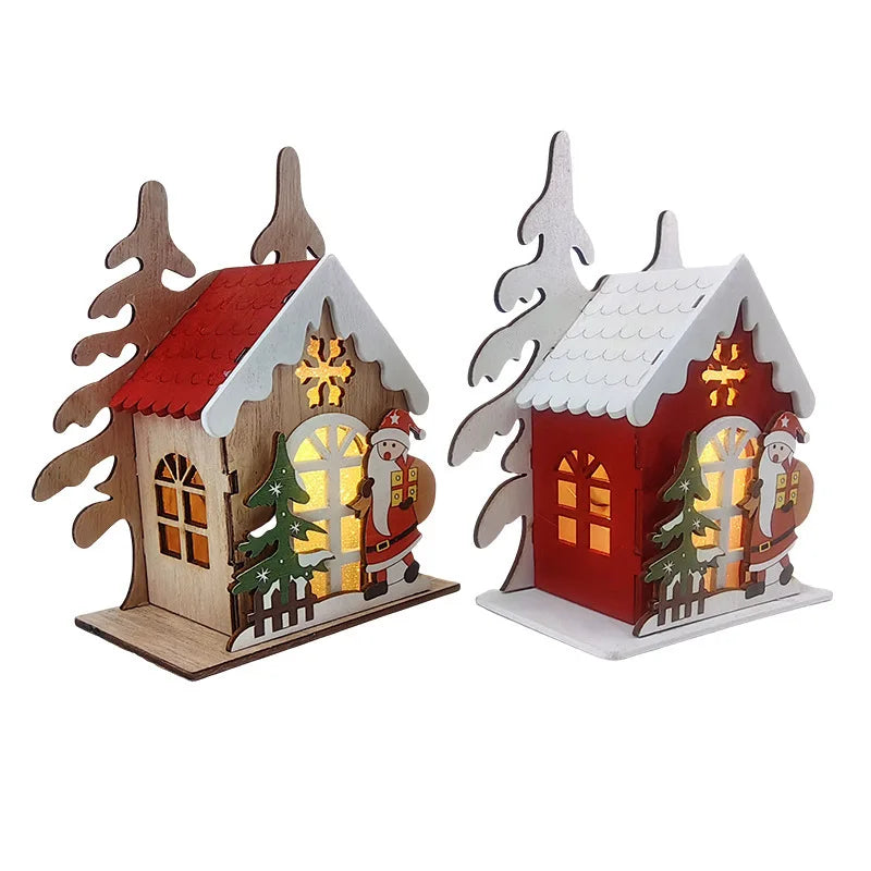 Christmas Ornaments Wooden Light Emitting Diode Light Pendant Festive Party Christmas Gifts Wooden Ornaments