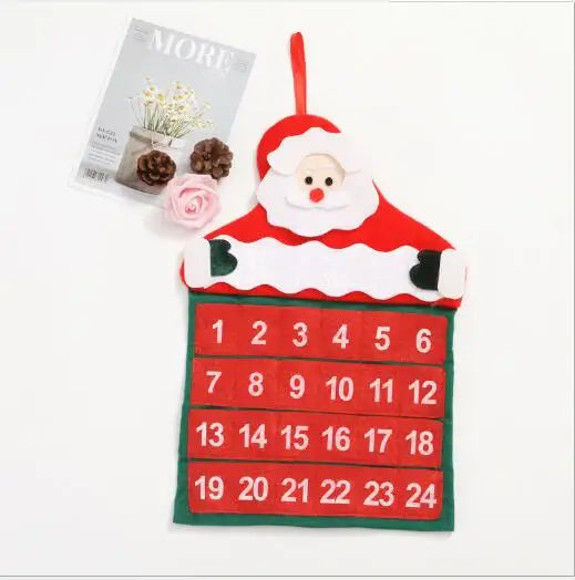 Christmas Ornament Supplies Santa Claus Christmas 3D Hanging Advent Calendar 2021 Reusable Countdown Christmas Felt Santa Claus Calendar