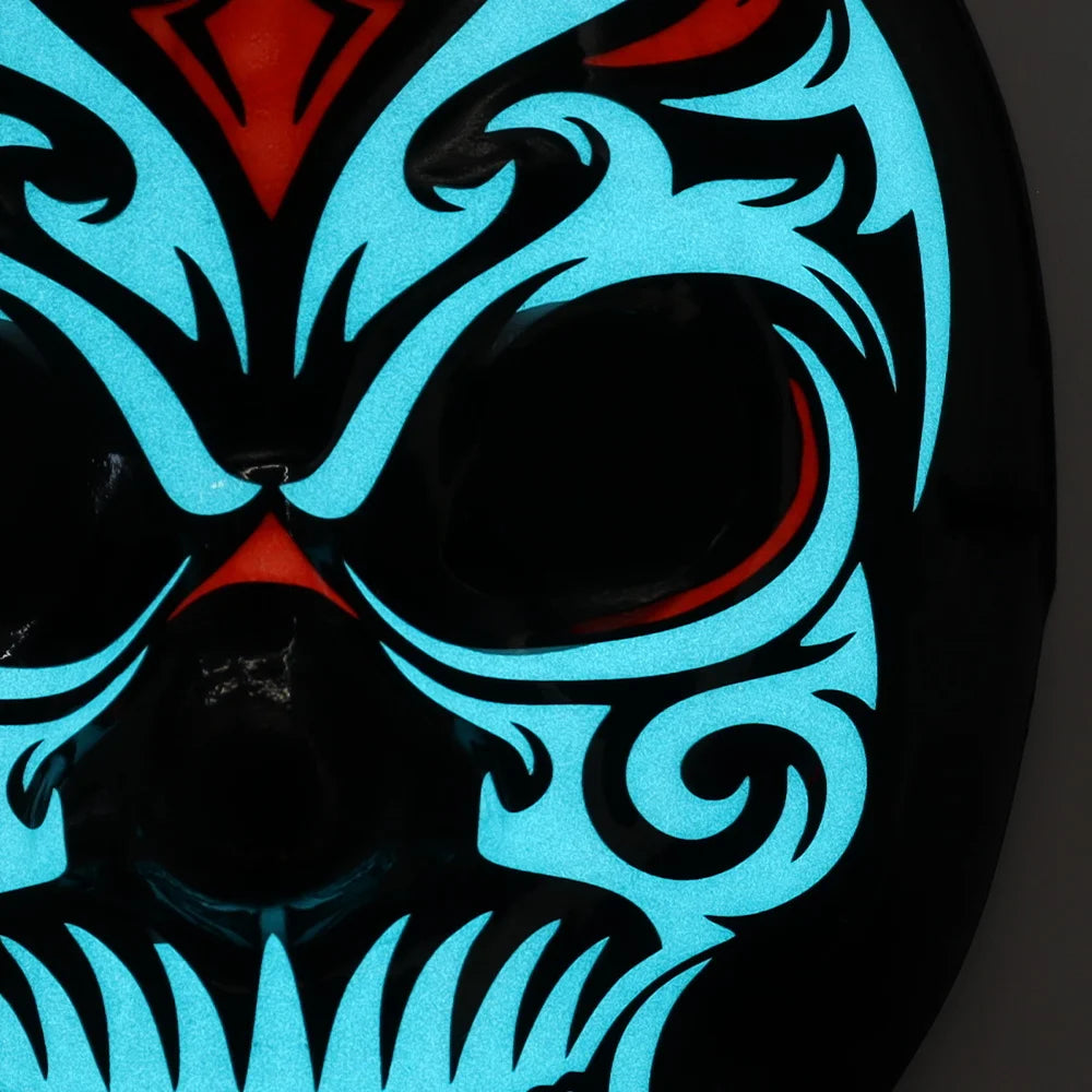 Halloween & Day of the Dead Light Emitting Diode Horror Full Face Skull Carnival Halloween Decoration Cosplay Party Lights Props Gifts 3D Light Skeleton Flash Party Mask