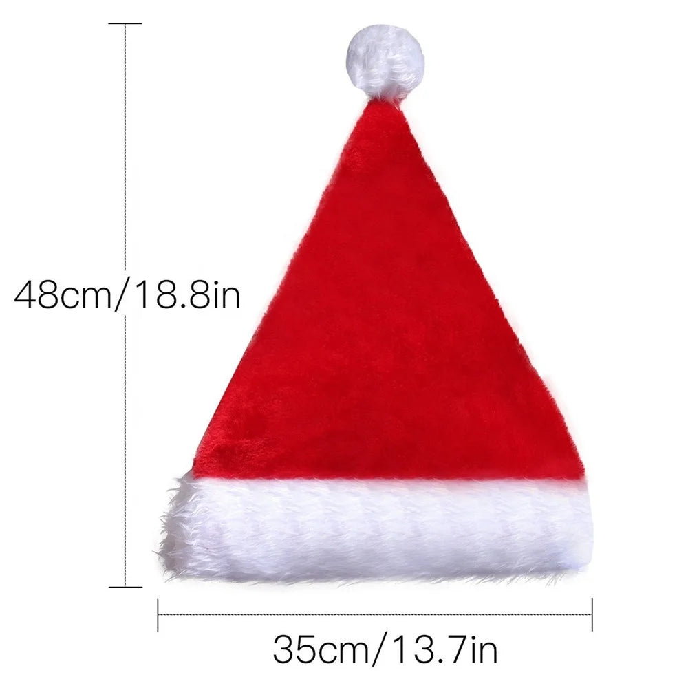 Christmas Hat with Light Emitting Diode Red Christmas Plush Santa Hat Custom Holiday Party Hat