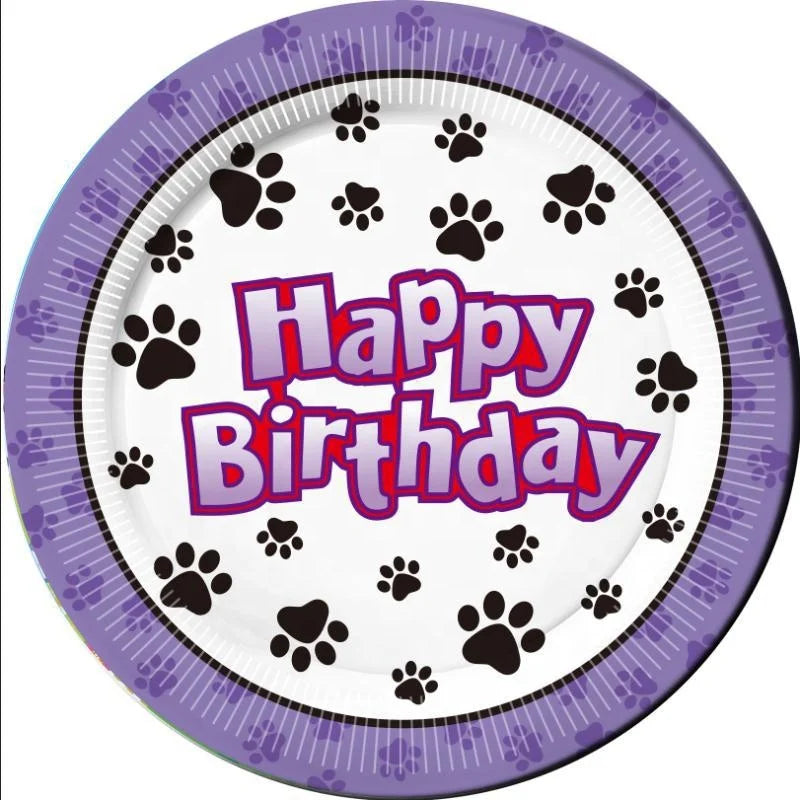 Birthday Party 2 Pet Birthday Theme Party Decoration Dog Paw Tableware Paper Plate Cup Napkin Banner Set Party Supplies Severs 10 Guests