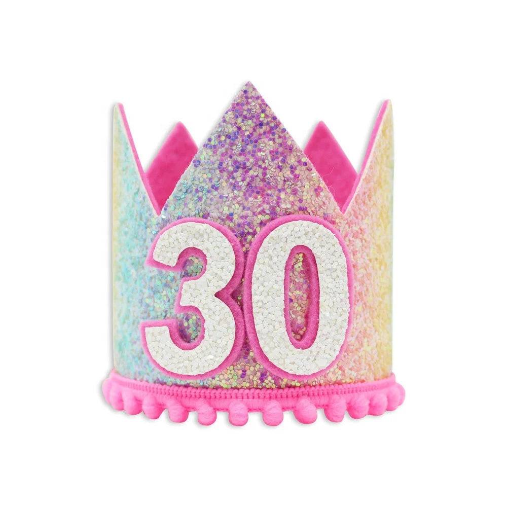 Birthday Party 2 Rainbow Baby Girl 1st Birthday Hat Headgear Headband Shiny Gold Flower Style Crown Birthday Party Crown Headband Hat