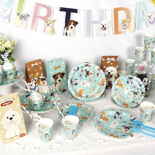 Birthday Party 2 Pet Birthday Party Supplies Tableware Set Claw Dog Children's Theme Disposable Birthday Party Supplies Dog Birthday Party Cake Gift Pack