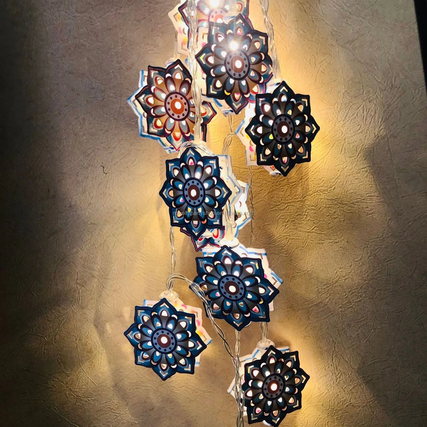 Novelty Metal Diya Lights Deepavali Lighting Decoration Diwali Hanging Pendant Light Emitting Diode String Lights