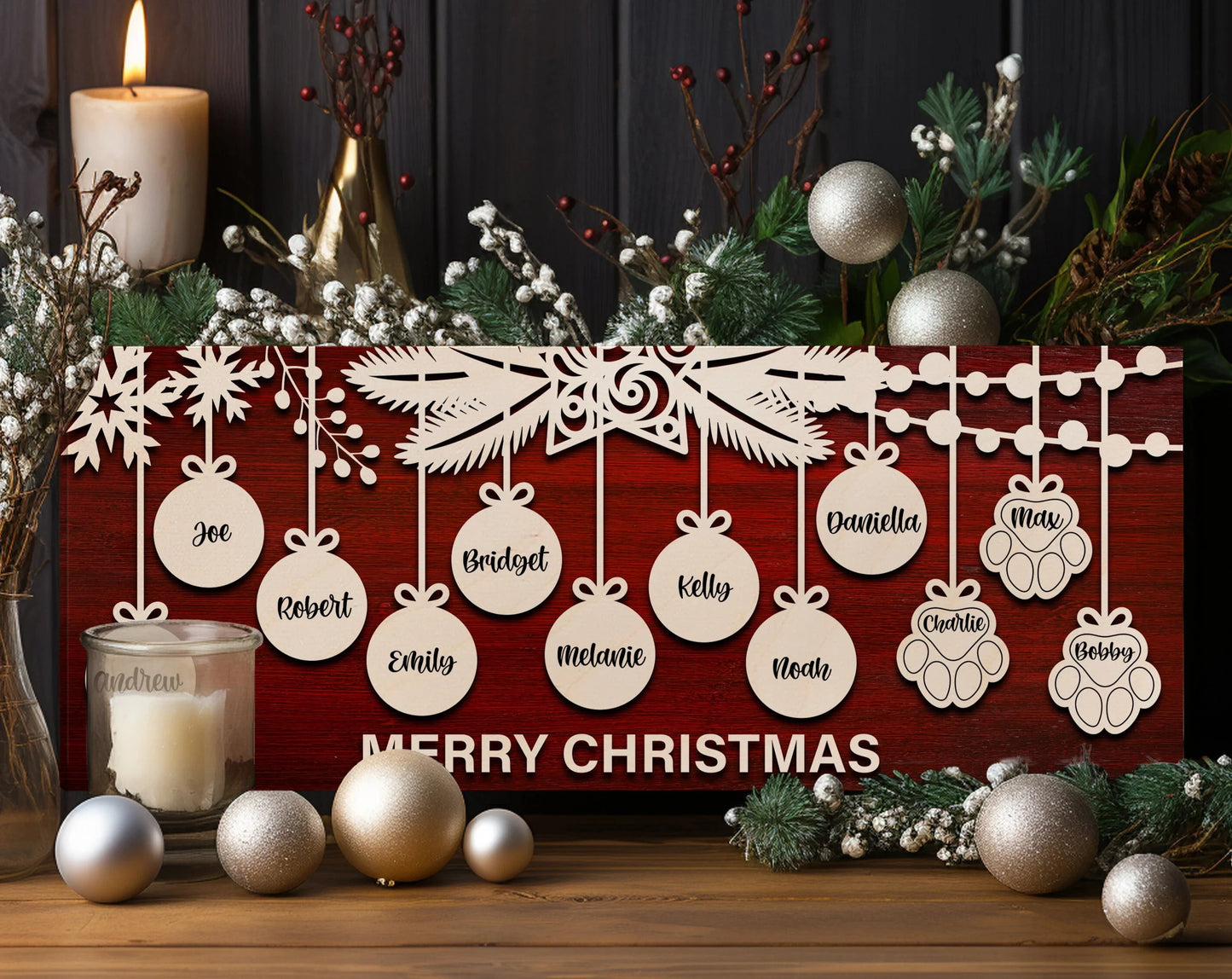 Home Decor Personalized Christmas Surname Signs Holiday Welcome Signs Customized Christmas Signs