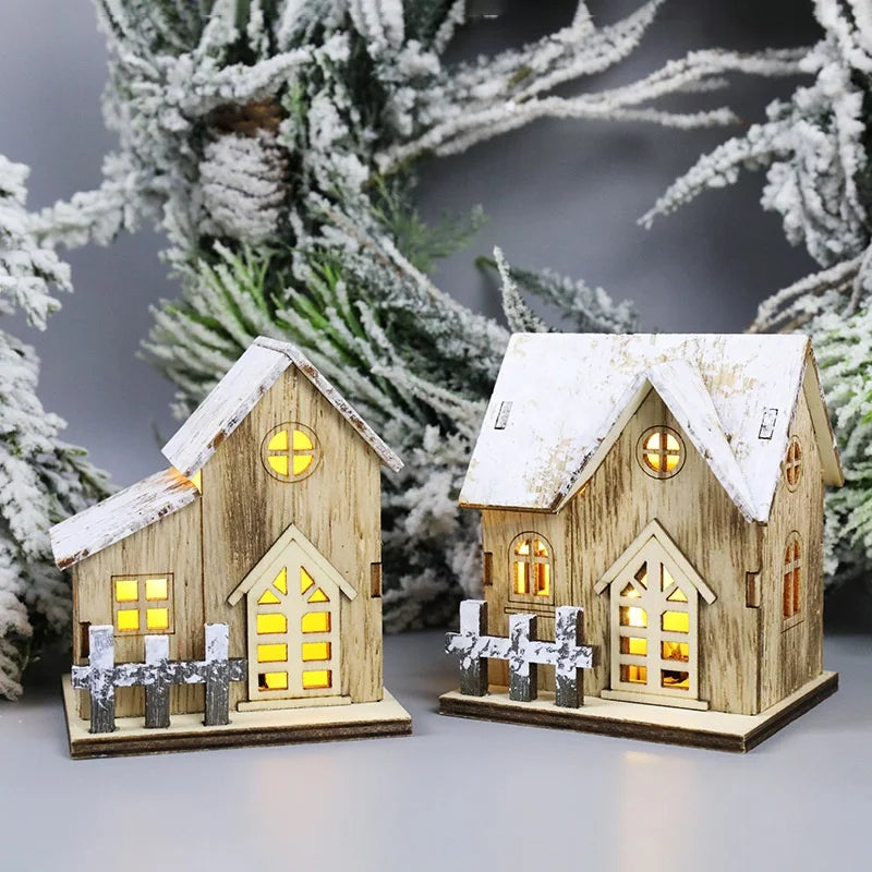 Christmas Decorations Luminous Chalet Led Wooden Christmas Tabletop Decorations 