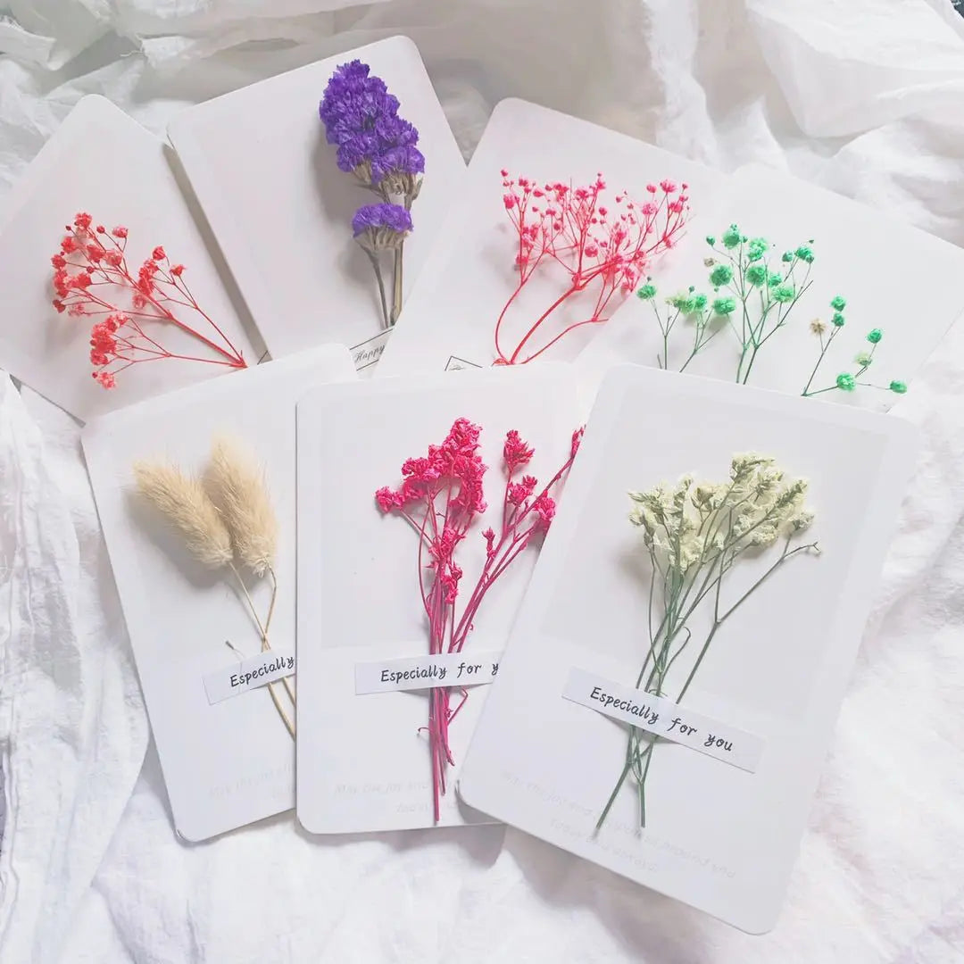 Wooden crafts, newly arrived dried flowers, wedding birthday, teachers' day, thanksgiving, mother's day greeting card, blessing, real flower card