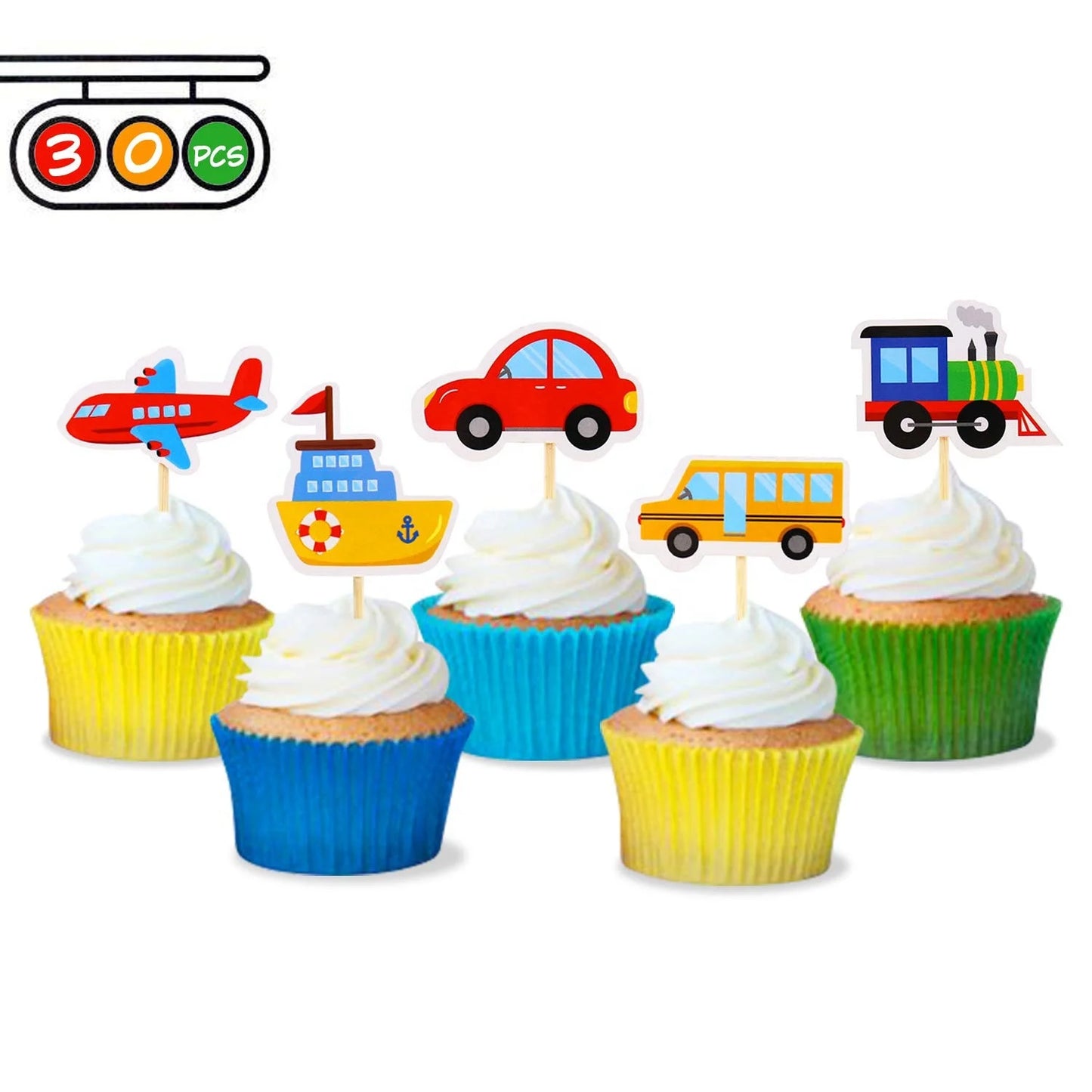 Birthday Party 2 Cake Decorations Car Bus Train Airplane Boat Cake Top Hat Transport Cake Top Hat
