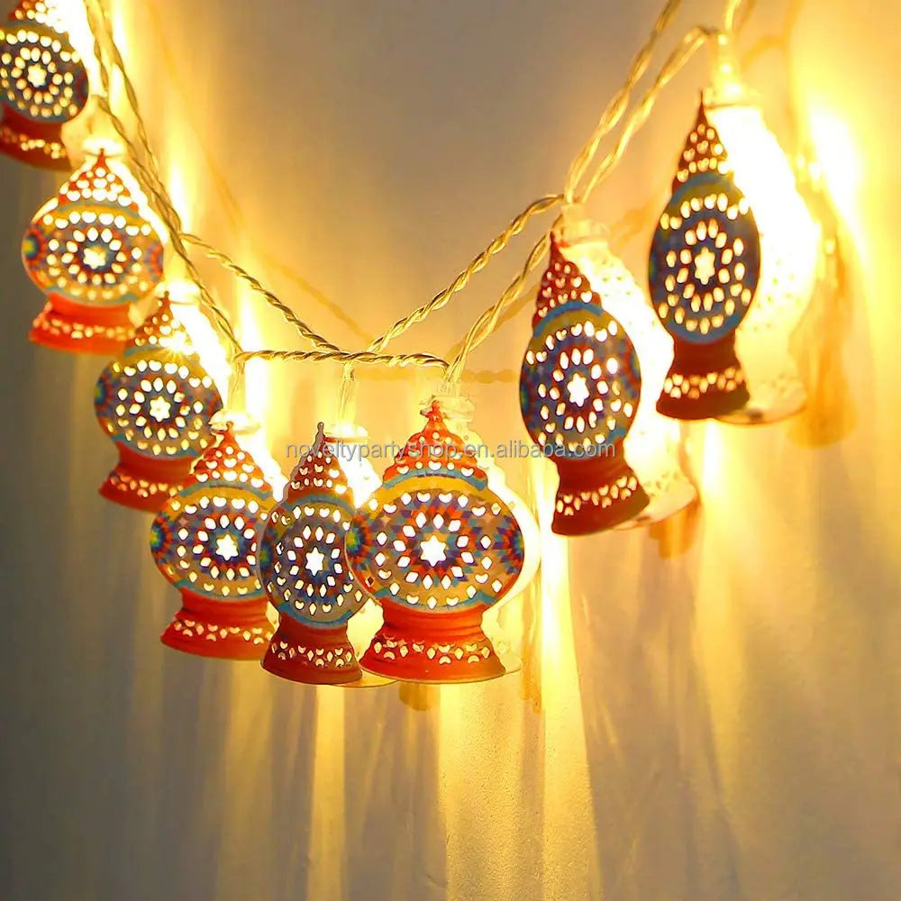 Novelty Metal Diya Lights Deepavali Lighting Decoration Diwali Hanging Pendant Light Emitting Diode String Lights
