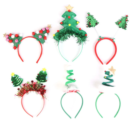 BSCI New Design Pentagram Hair Accessories Christmas Dress Up Props Pompom Spring Glitter Sequins Christmas Tree Headband