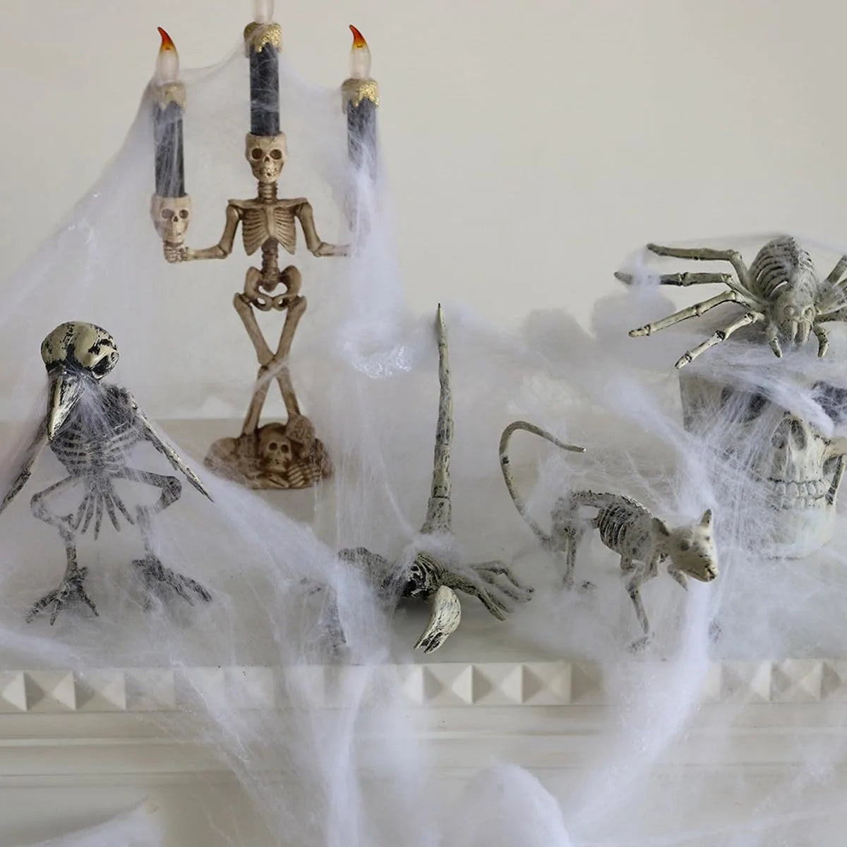 Decoração de festa de Halloween com animais realistas, Halloween e Dia dos Mortos, modelo de esqueleto de animal de plástico, rato artificial, aranha, escorpião 