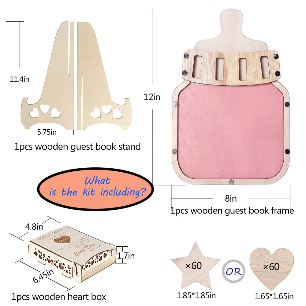 Wooden Crafts, Wooden Baby Shower Baby Guestbook Feeder Top Frame Baby Themed Guestbook