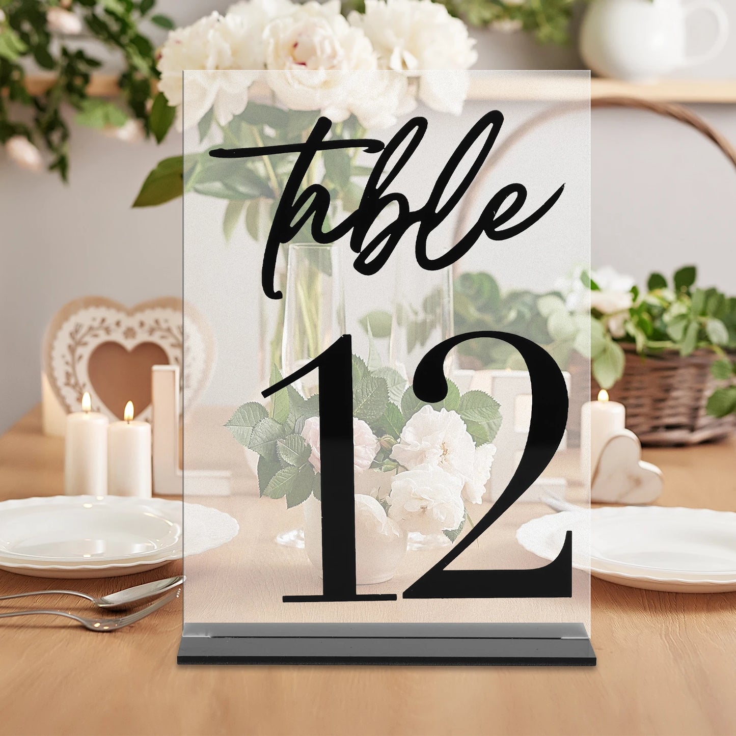 1 Wedding Party, Calligraphy Table Number Holder Table Logo Wedding Banquet Ornament Decoration Banquet Frosted Table Number Holder