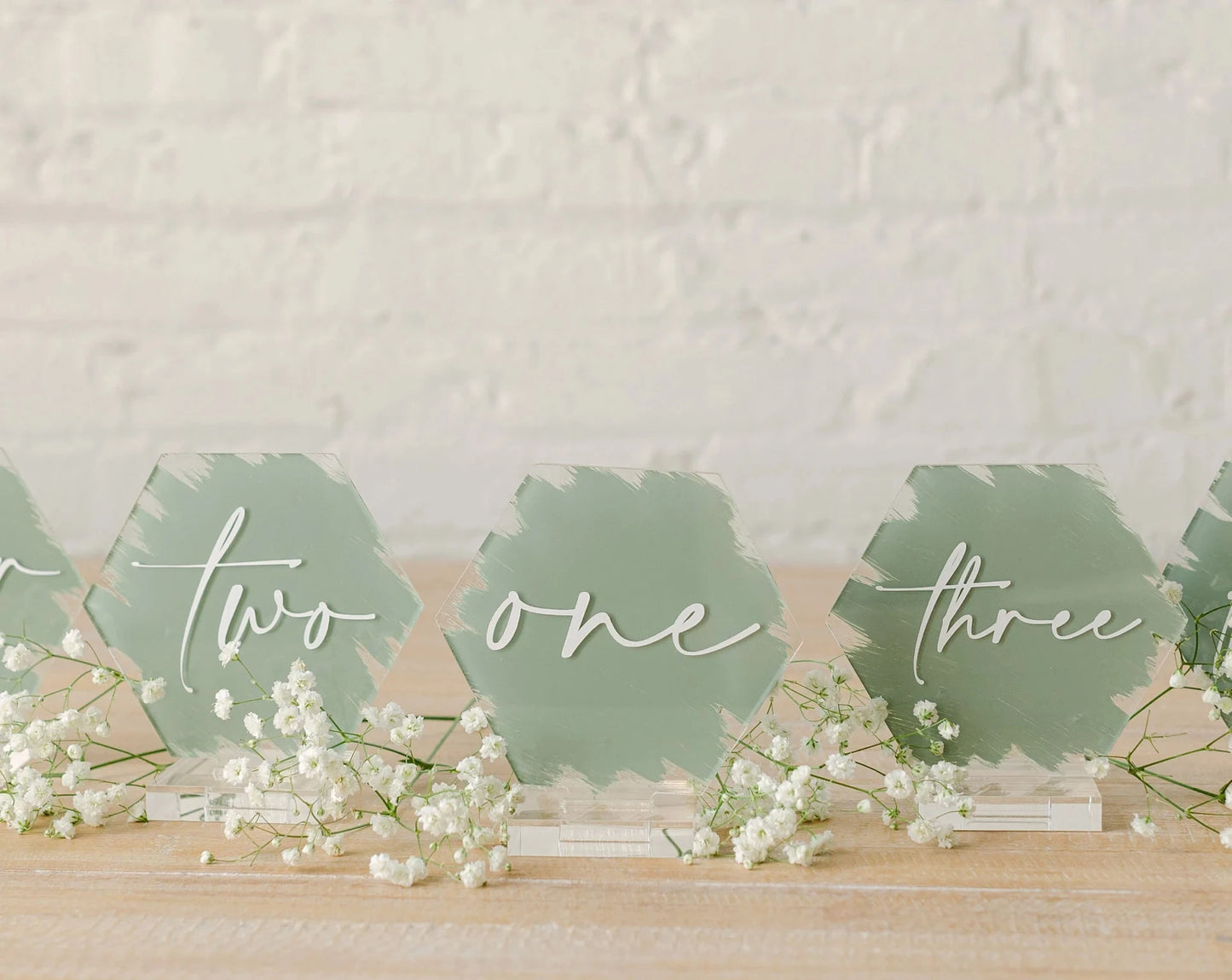 1 wedding party, painted acrylic hexagonal table number wedding table number custom wedding table number with raised letters 