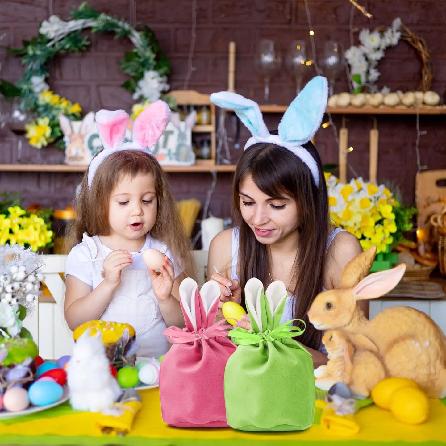 Easter and Thanksgiving 3 Candy Gift Bags Easter Drawstring Candy Gifts Baby Party Supplies Sugar Bags Baby Easter Egg Hunting Bags