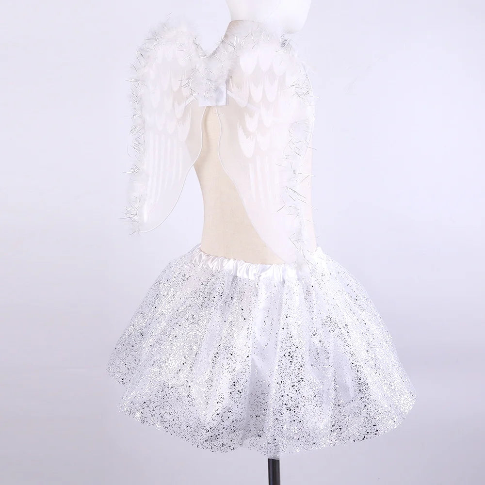 Halloween & Day of the Dead Baby Girl Angel Costume White Angel Cosplay Skirt Set Angel Makeup