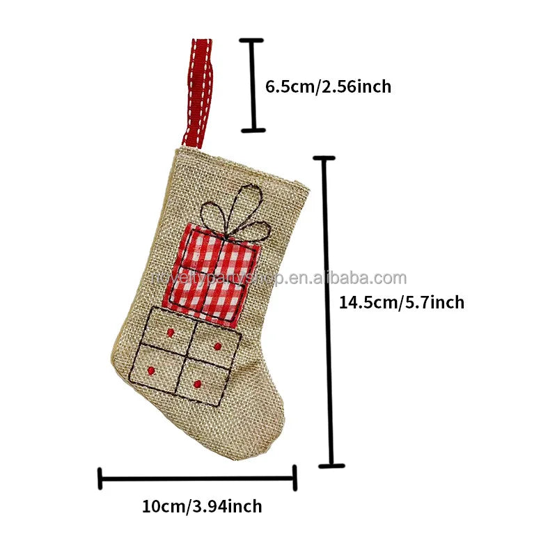 Novidades em decorações de Natal Meias de Natal Meias de linho bordadas Meias de Natal 