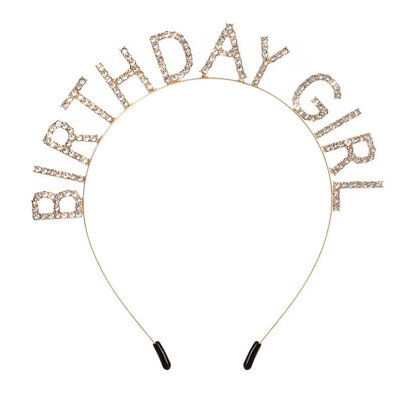 Birthday Party 2 Alloy Birthday Girl Headwear Happy Birthday Gift Rose Gold Rhinestone Party Headband