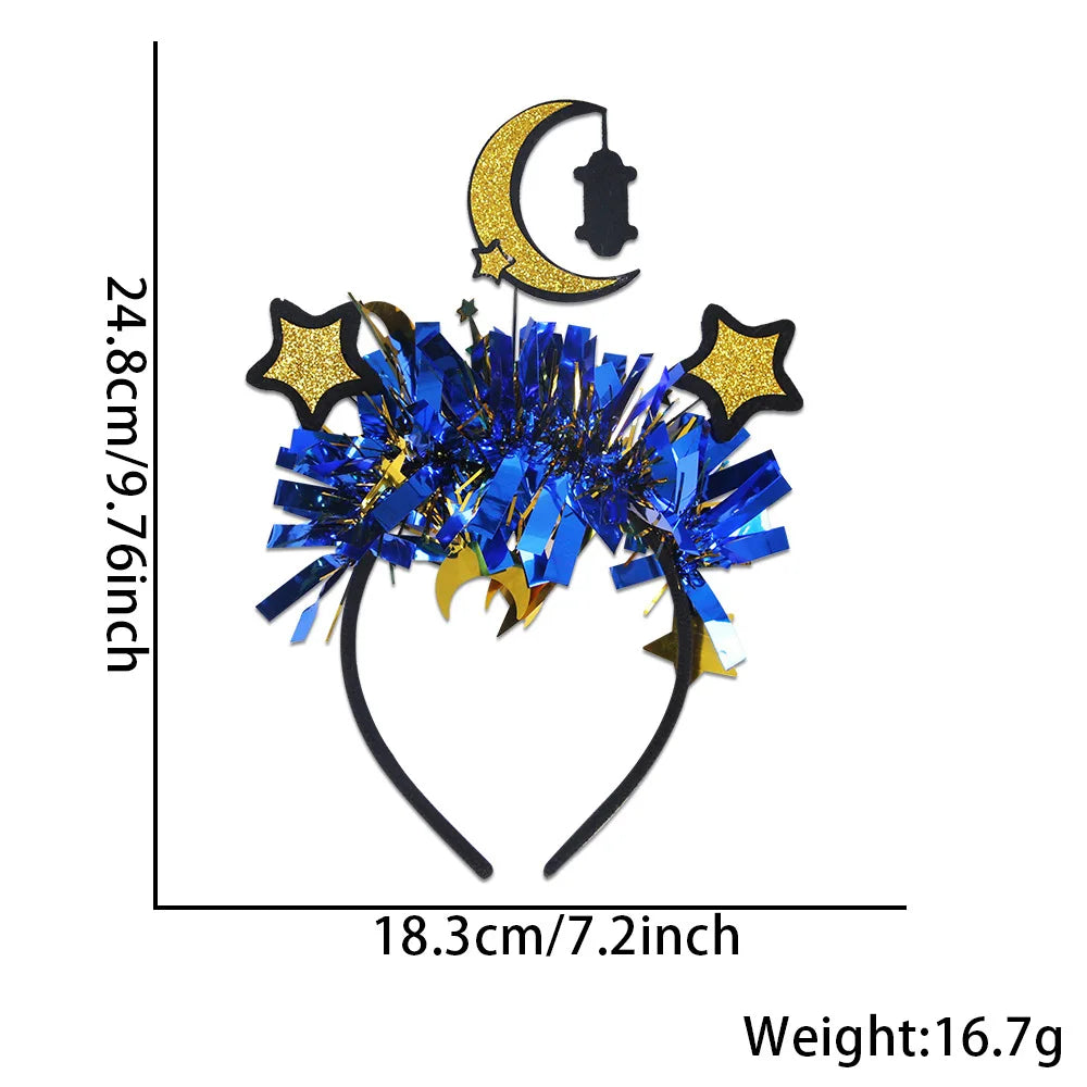 Easter and Thanksgiving 3 Muslim Color Bar Moon and Stars Headband Gifts Ramadan Photo Props Party Decoration Sulibi Flash Ramadan Castle Headband