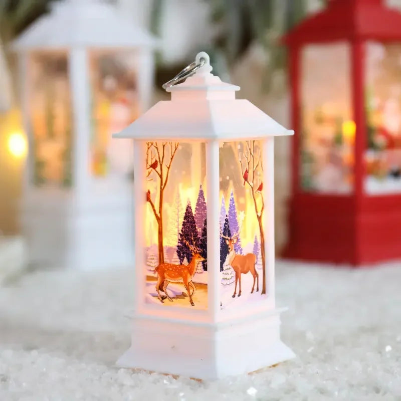 LED Christmas plastic lantern candlestick led light night light snowman decoration desktop Christmas lantern