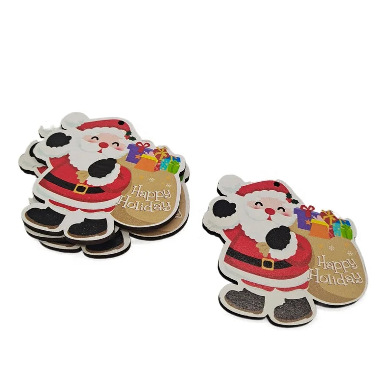 10Pcs Christmas Tree Ornament Wooden Christmas Pendant Ornament Santa Claus Snowman Elk Christmas Wooden Pendant Ornament